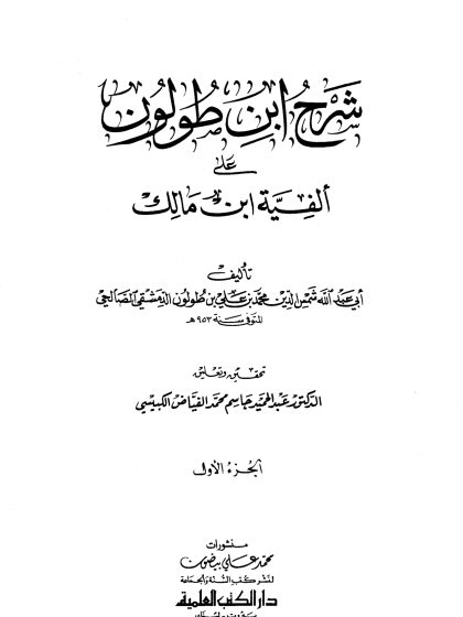 شرح ابن طولون على ألفية ابن مالك الجزء الأول